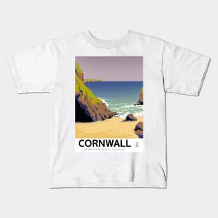 Cornwall vintage style travel poster Kids T-Shirt